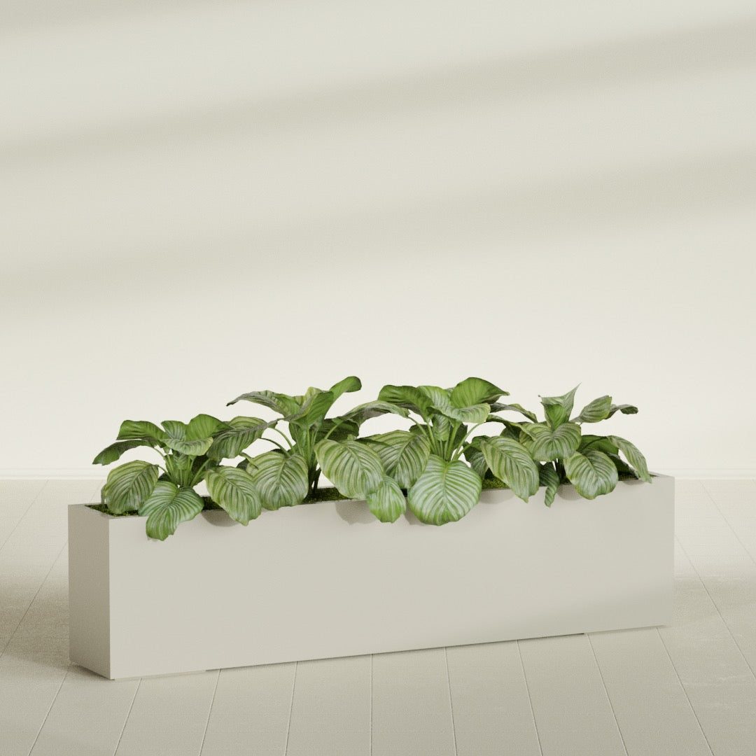 Miami Extra Large Narrow Rectangle Fiberglass Planter - 72 in x 12 in x 18 in - Satin Beige - Satin Beige,72 in x 12 in x 18 in