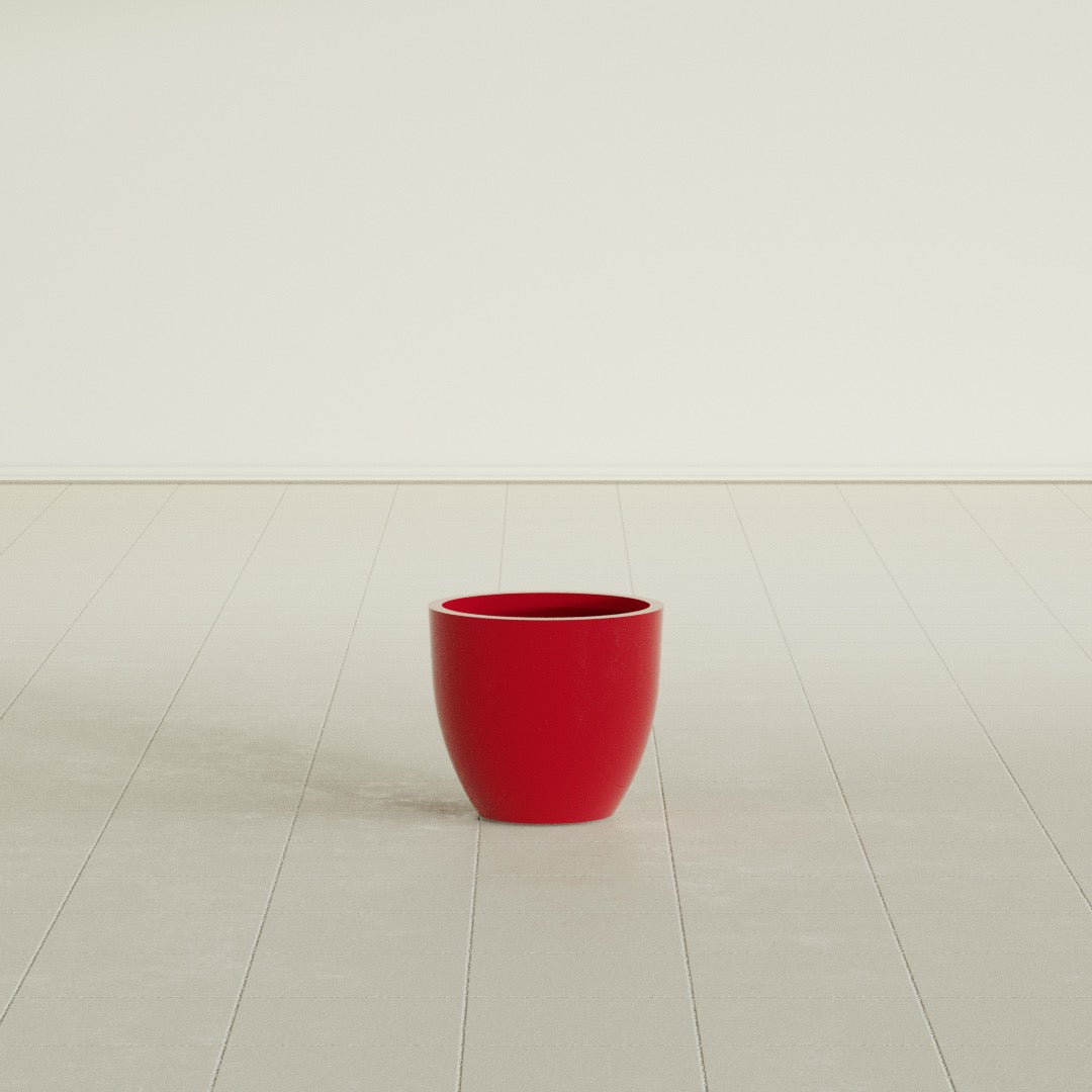 Wannsee Small Round Fiberglass Planter - 15 in x 15 in x 13 in - Gloss Red - Gloss Red,15 in x 15 in x 13 in