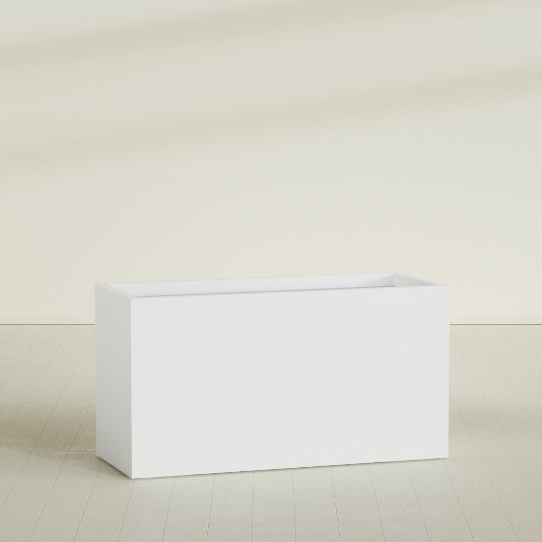Brisbane Extra Large Long Rectangle Fiberglass Planter - 60 in x 24 in x 32 in - Matte White - Matte White,60 in x 24 in x 32 in