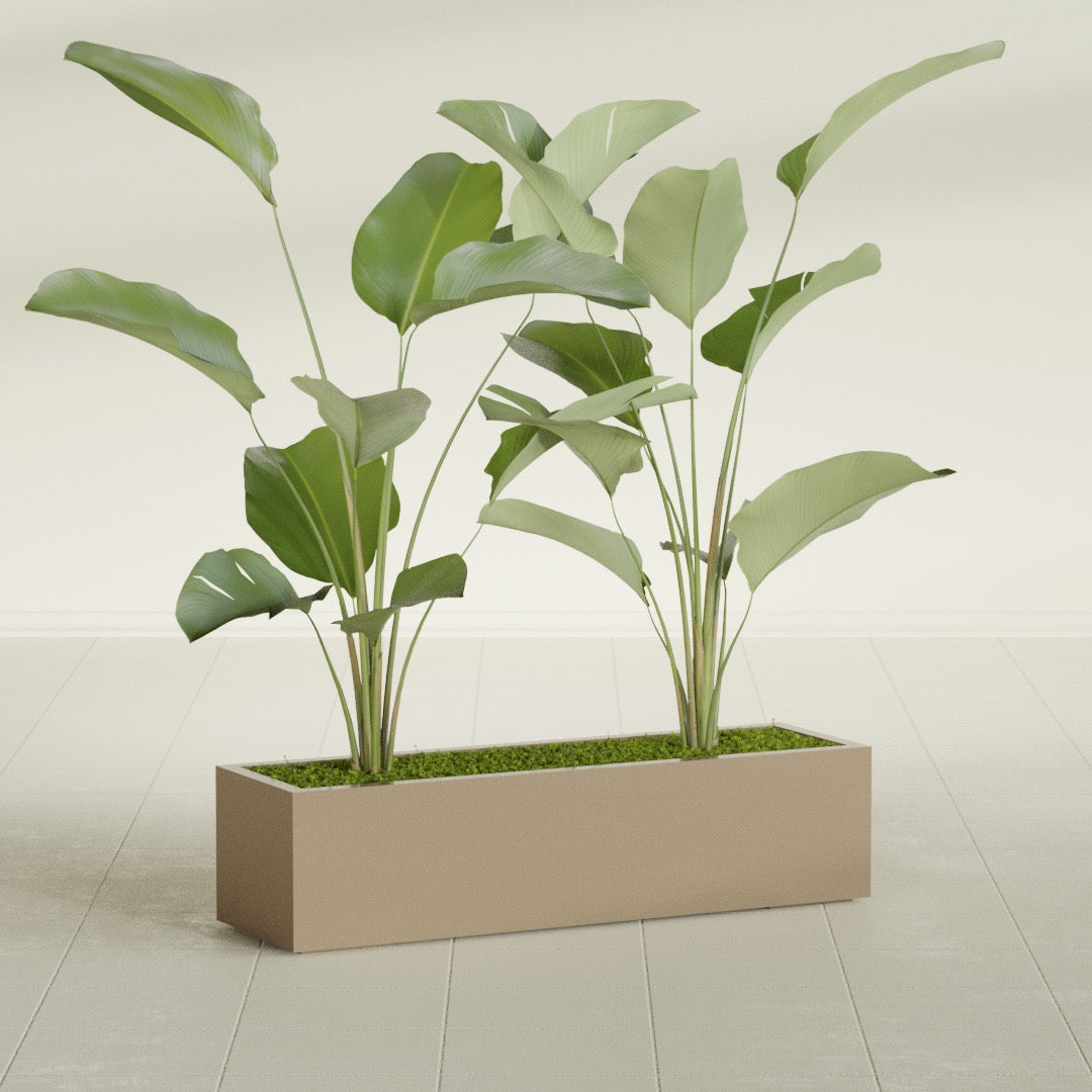 Cuba Large Long Rectangle Fiberglass Planter - 48 in x 14 in x 12 in - Metallic Gold - Metallic Gold,48 in x 14 in x 12 in