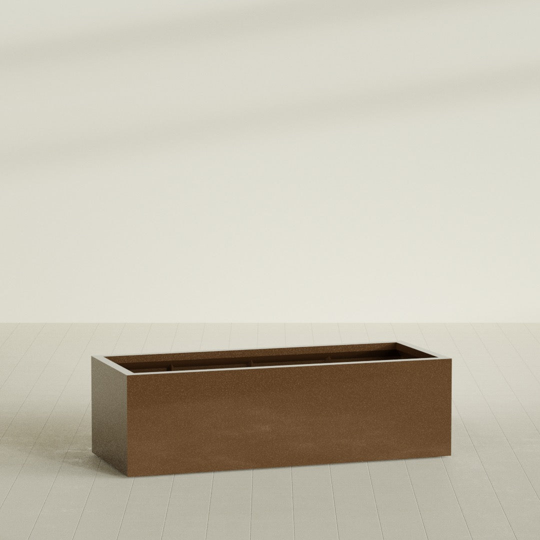 Torino Extra Large Wide Rectangle Fiberglass Planter - 60 in x 24 in x 18 in - Metallic Bronze - Metallic Bronze,60 in x 24 in x 18 in