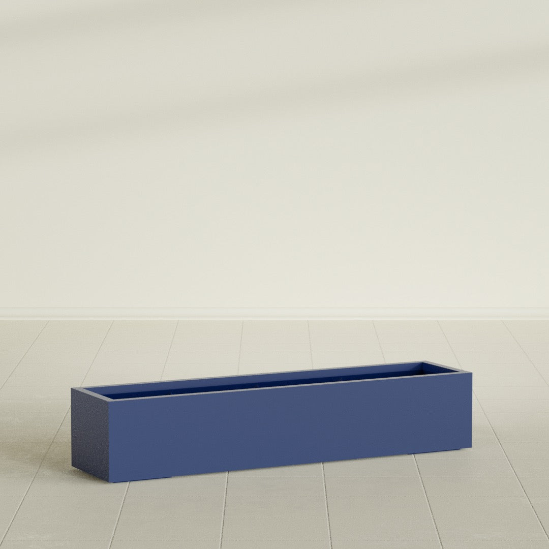 Cuba Extra Large Long Rectangle Fiberglass Planter - 60 in x 14 in x 12 in - Matte Cobalt Blue - Matte Cobalt Blue,60 in x 14 in x 12 in