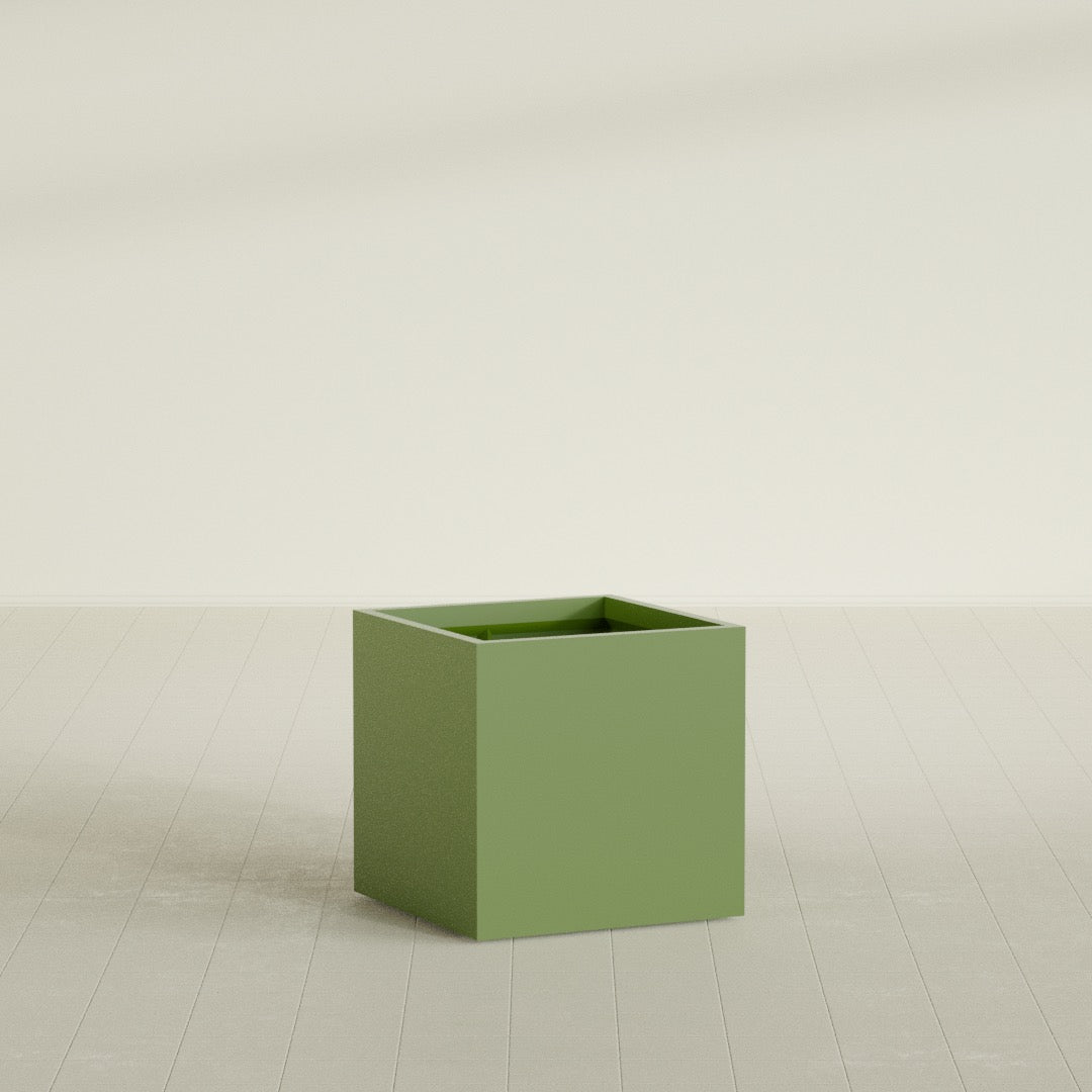 Montroy Medium Cube Square Fiberglass Planter - 28 in x 28 in x 28 in - Satin Green - Satin Green,28 in x 28 in x 28 in