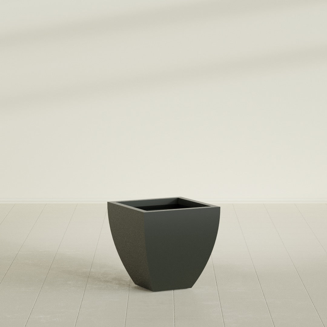 Lima Medium Tapered Square Fiberglass Planter - 20 in x 20 in x 20 in - Matte Charcoal - Matte Charcoal,20 in x 20 in x 20 in