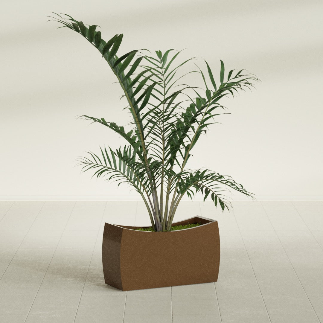 Seoul Large Curved Abstract Fiberglass Planter - 32 in x 12 in x 18 in - Metallic Bronze - Metallic Bronze,32 in x 12 in x 18 in