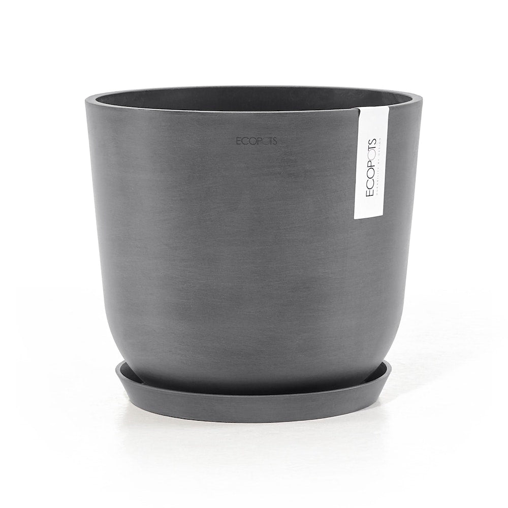 Oslo Small Round Planter - 9.8 in x 9.8 in x 8.5 in - Planter + Saucer - Grey - Grey,9.75 in x 9.75 in x 8.5 in,Planter + Saucer