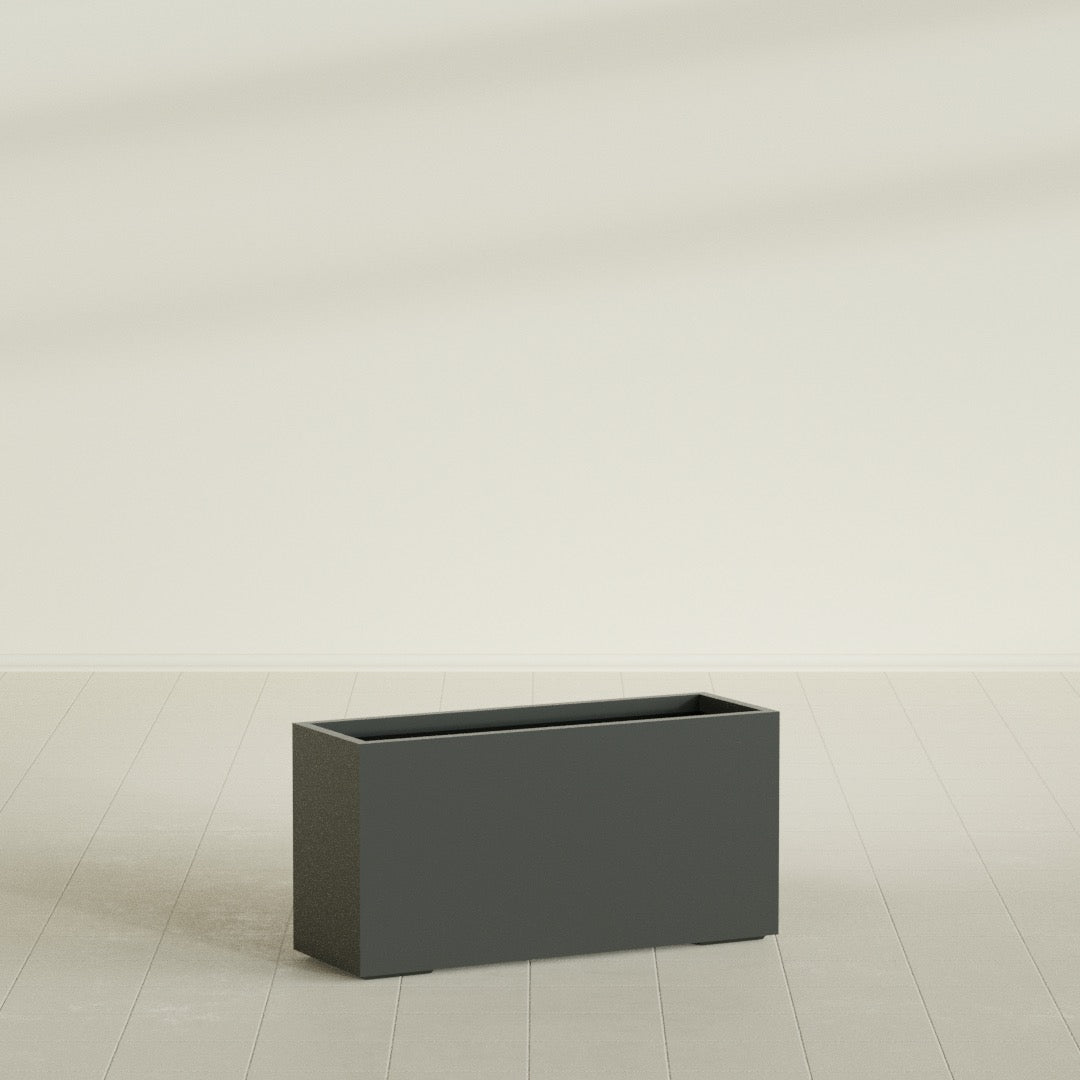 Tolga Extra Large Long Rectangle Fiberglass Planter - 48 in x 16 in x 24 in - Matte Charcoal - Matte Charcoal,48 in x 16 in x 24 in