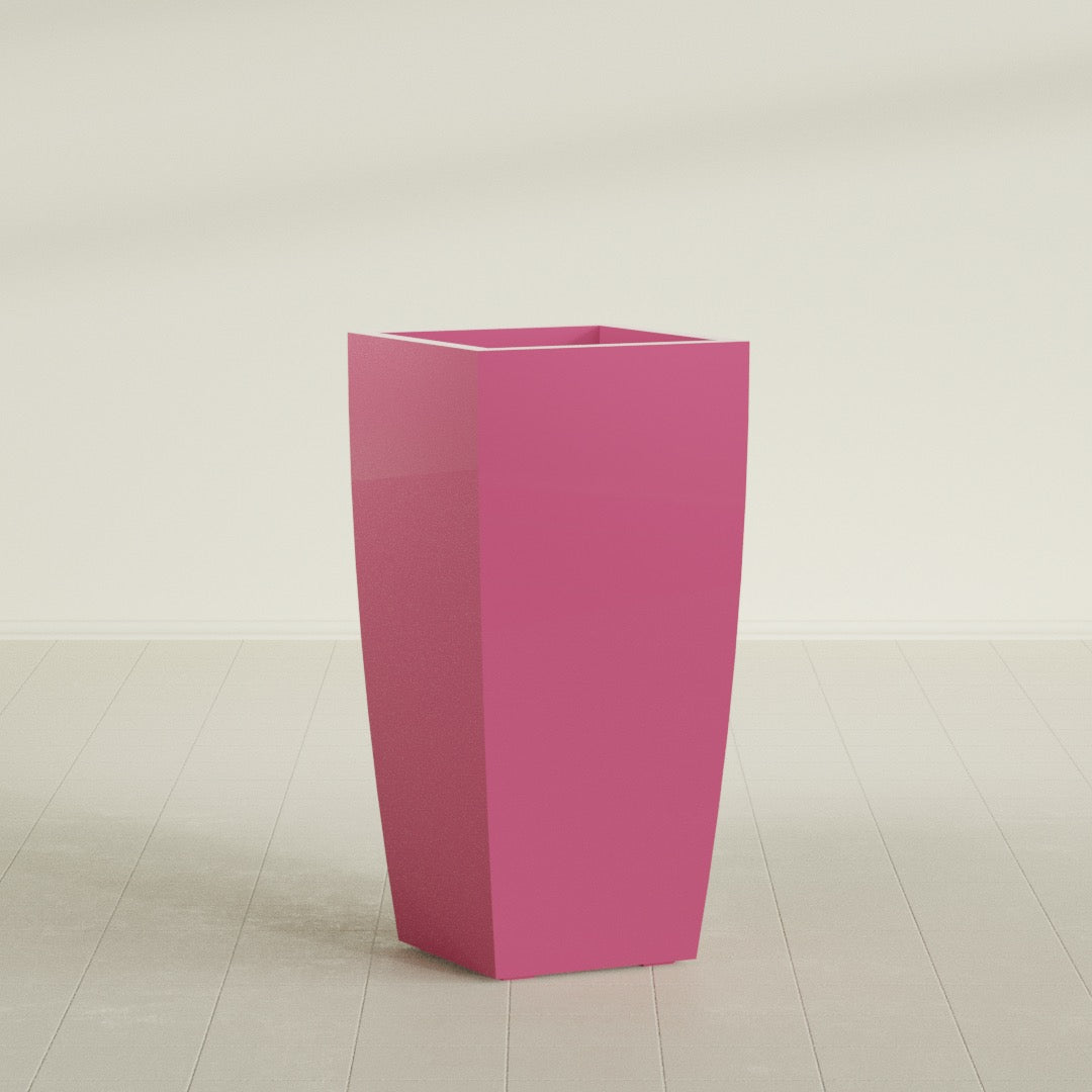 Toulan Large Tall Tapered Square Fiberglass Planter - 20 in x 20 in x 42 in - Gloss Pink Violet - Gloss Pink Violet,20 in x 20 in x 42 in