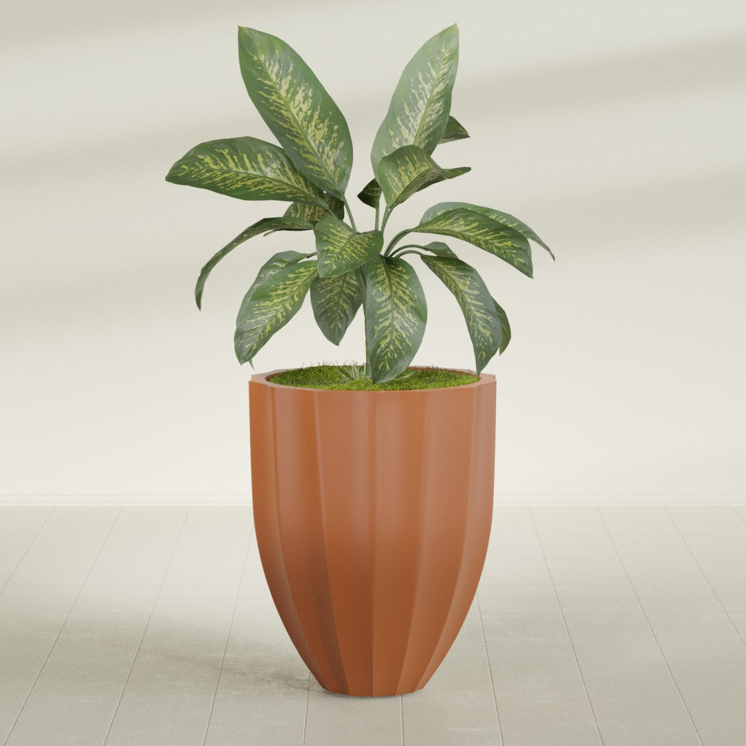 Alicante Medium Round Fiberglass Planter - 26 in x 26 in x 32 in - Matte Terracotta - Matte Terracotta,26 in x 26 in x 32 in