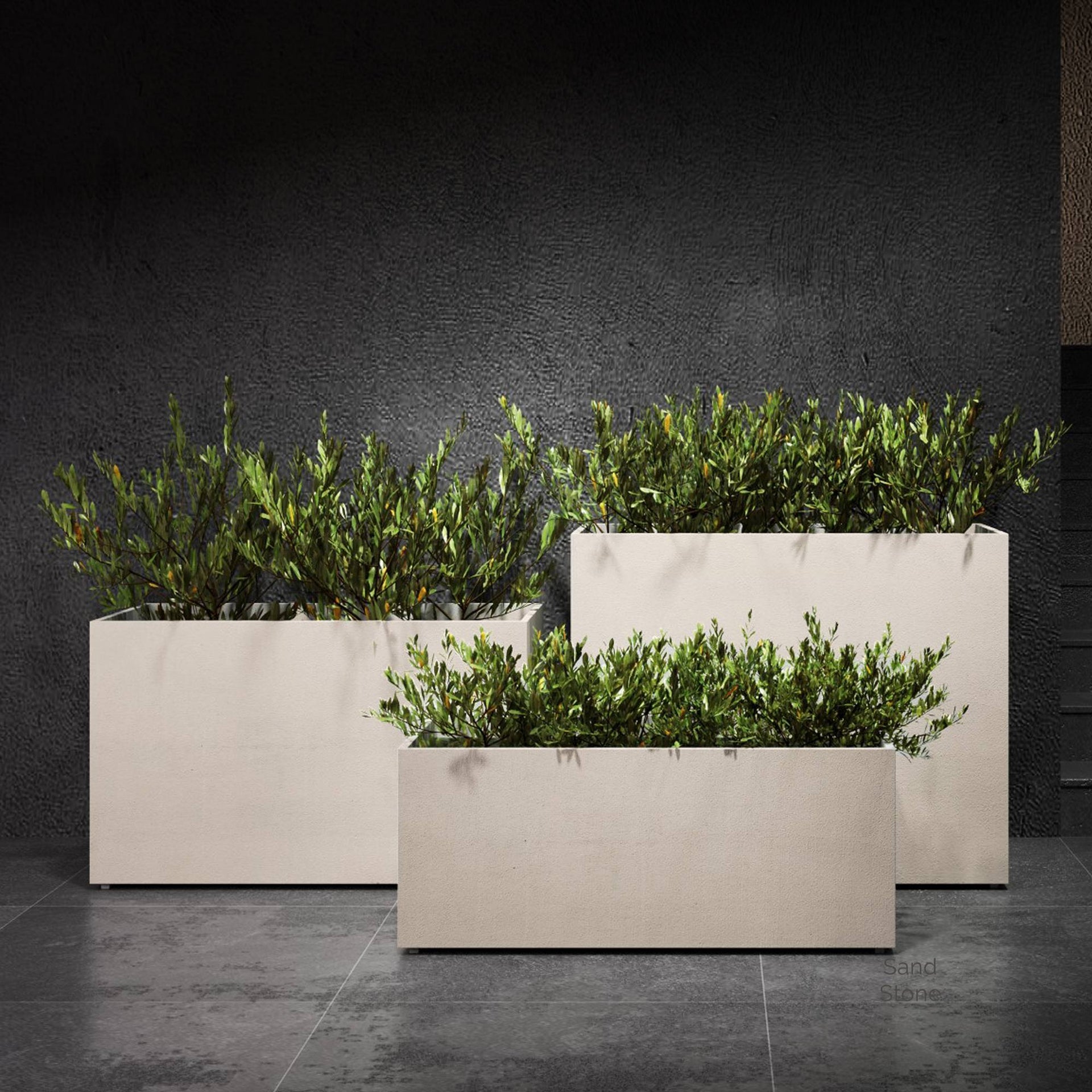 Semplito Rectangular Planter - 39.5 in x 19.75 in x 15.75 in - Brown Stone - Brown Stone,39.3 in x 19.7 in x 15.7 in