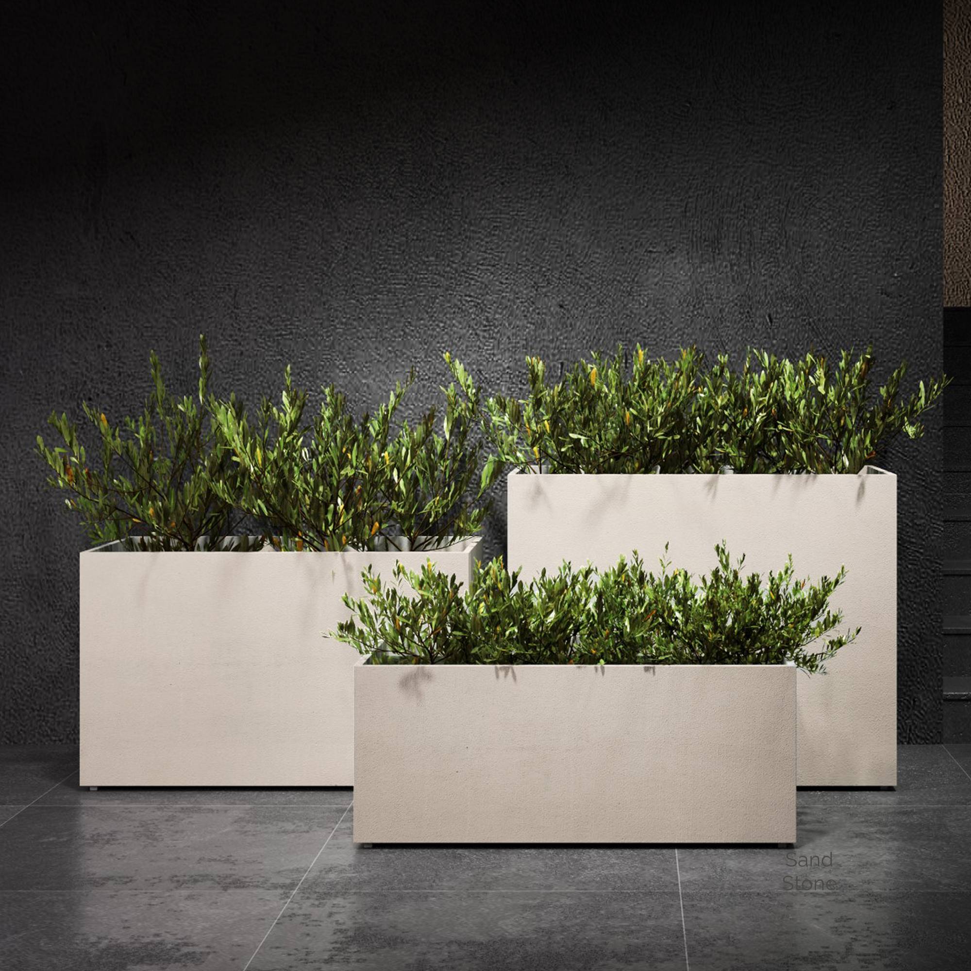 Semplito Rectangular Planter - 39.5 in x 19.75 in x 15.75 in - Brown Stone - Brown Stone,39.3 in x 19.7 in x 15.7 in