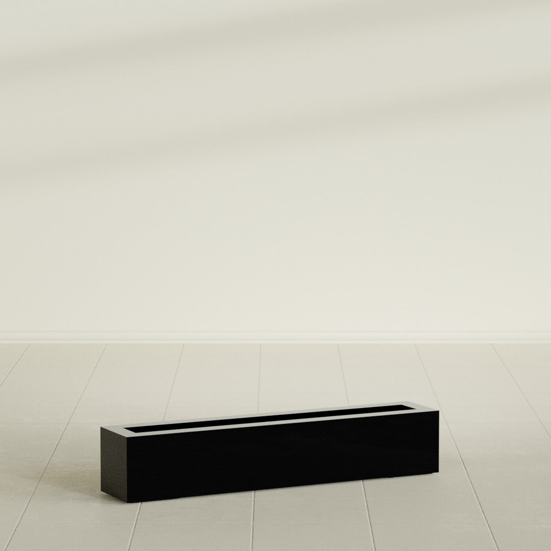 Salon Large Tall Rectangle Fiberglass Planter - 42 in x 8 in x 8 in - Gloss Black - Gloss Black,42 in x 8 in x 8 in
