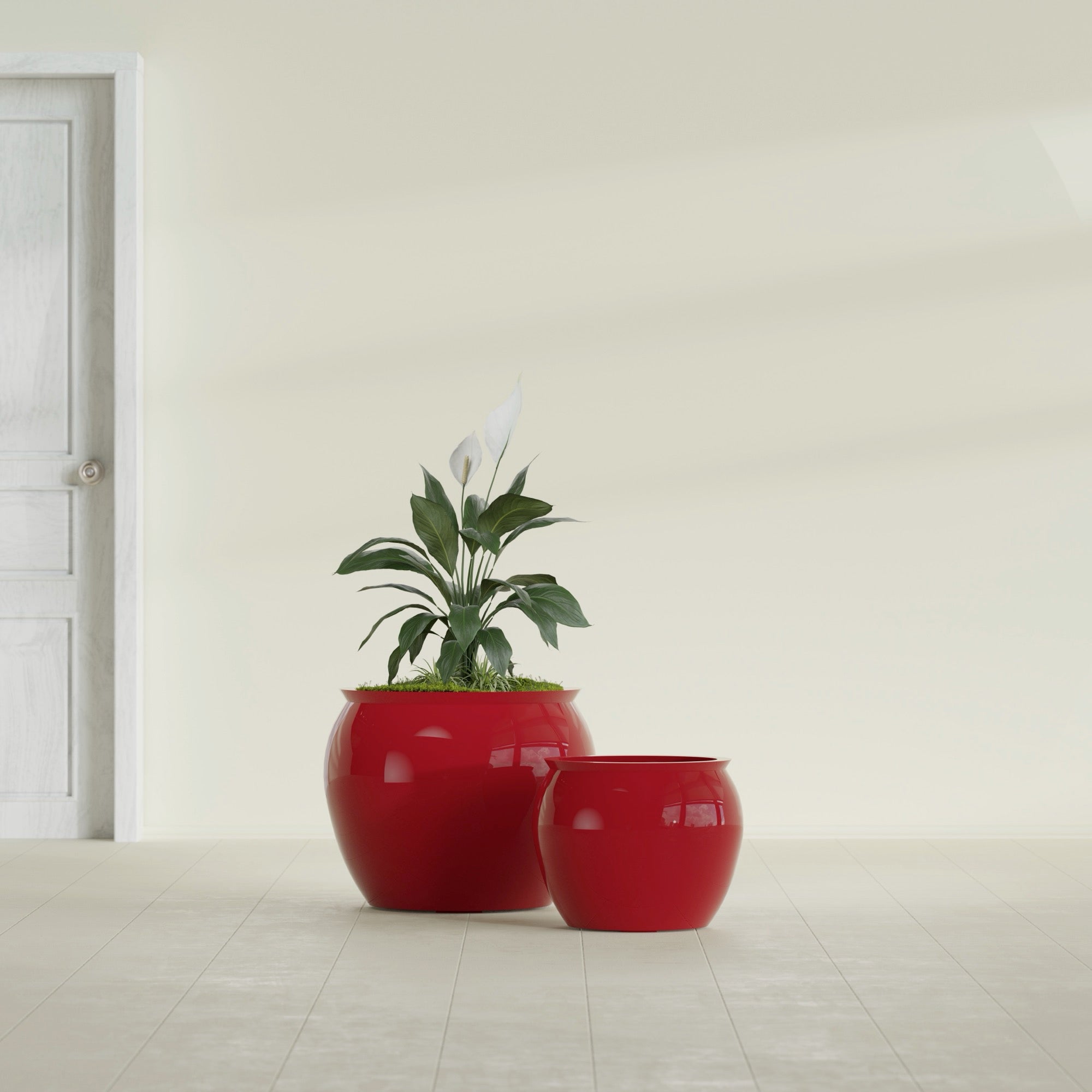 Fishbowl Small Round Fiberglass Planter - 16 in x 16 in x 14 in - Gloss Red - Gloss Red,16 in x 16 in x 14 in