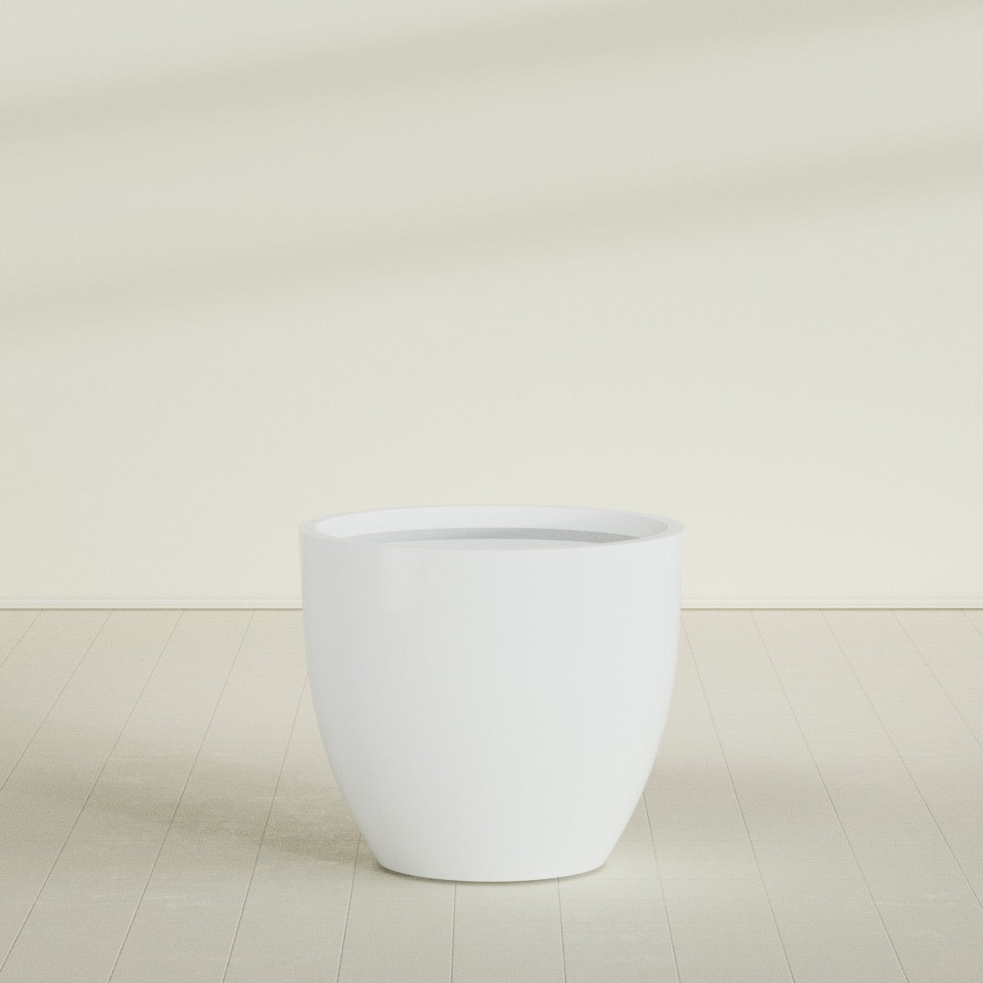 Wannsee Large Round Fiberglass Planter - 44 in x 44 in x 39 in - Matte White - Matte White,44 in x 44 in x 39 in