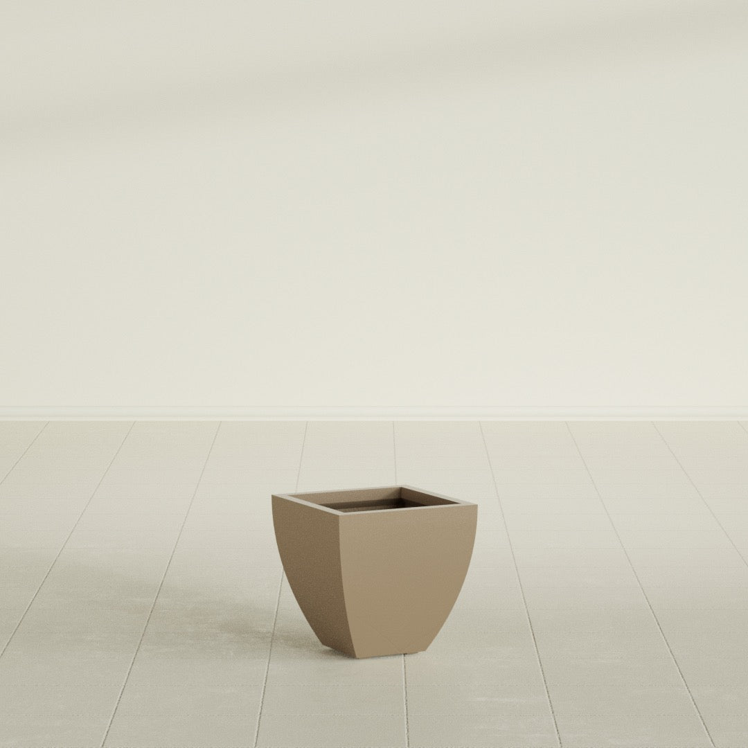 Lima Small Tapered Square Fiberglass Planter - 12 in x 12 in x 12 in - Metallic Gold - Metallic Gold,12 in x 12 in x 12 in