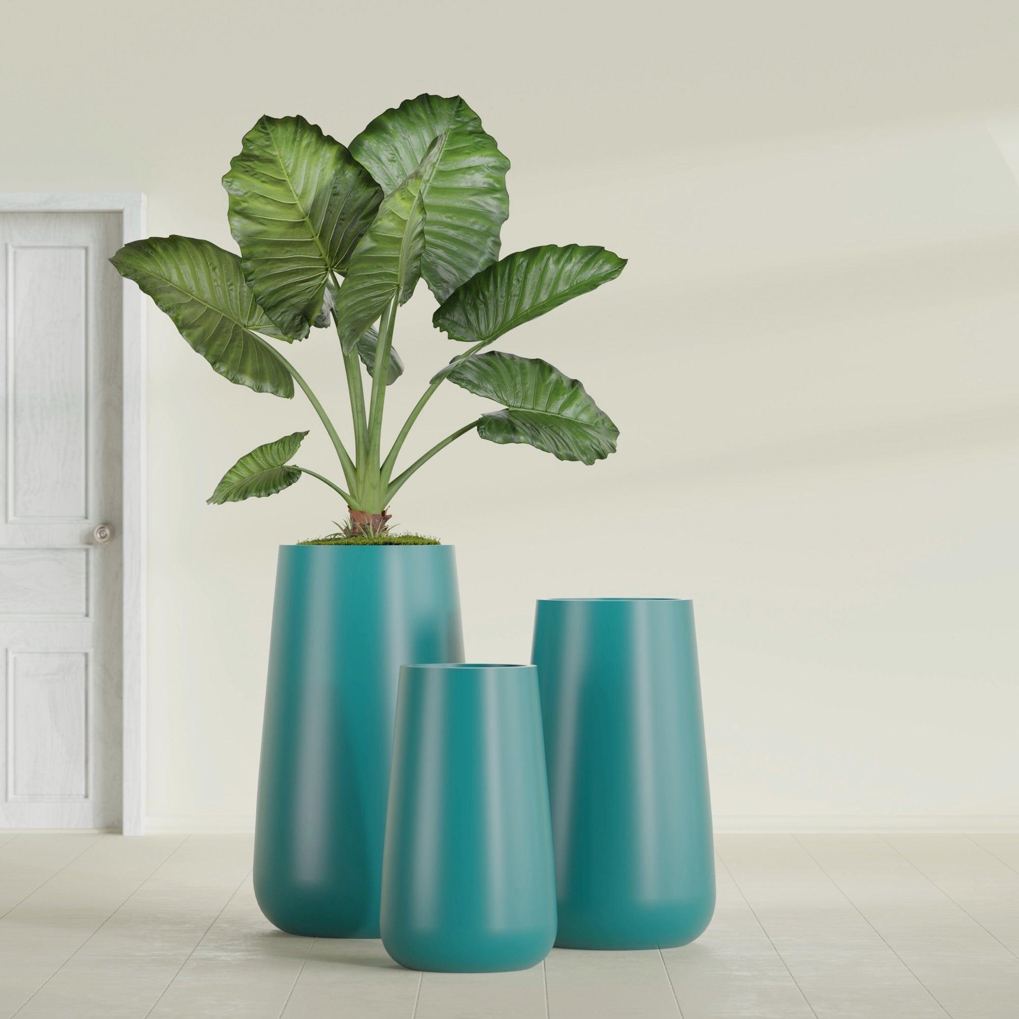 Saigon Large Tapered Round Planter - 14 in x 14 in x 30 in - Satin Sea Foam - Satin Sea Foam,13.7 in x 13.7 in 30 in