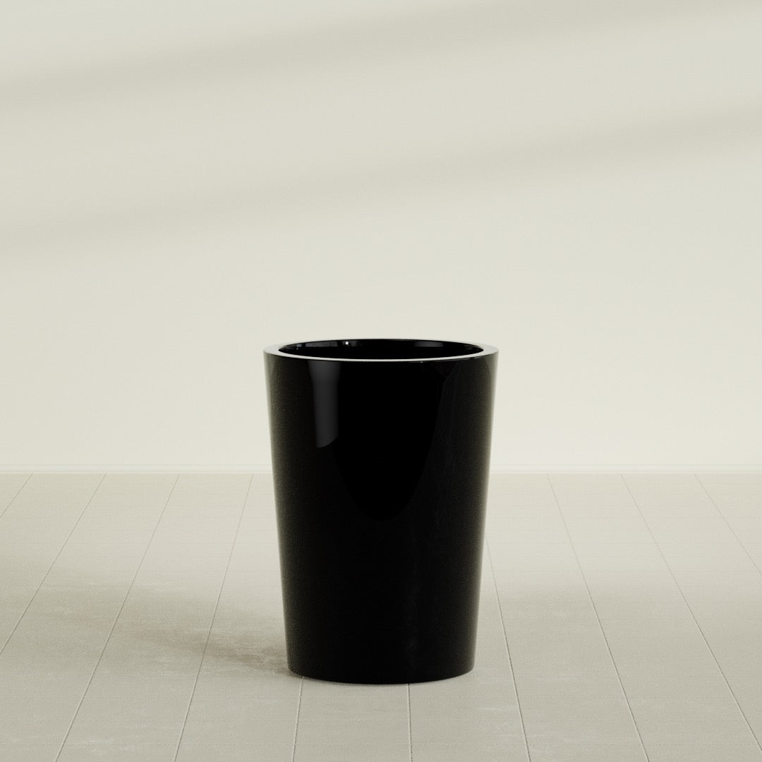 Tegel Large Round Fiberglass Planter - 22 in x 22 in x 30 in - Gloss Black - Gloss Black,22 in x 22 in x 30 in