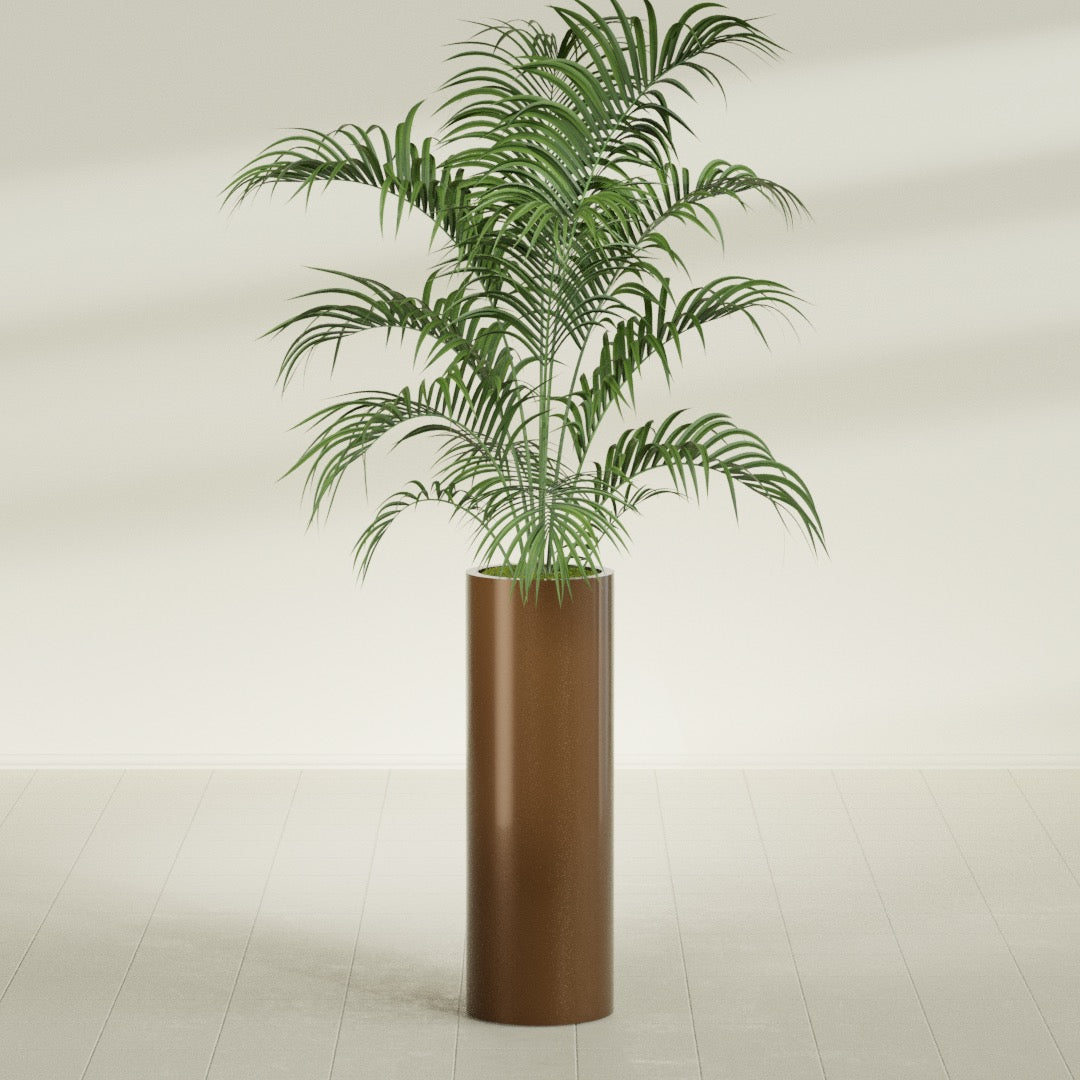 Corry Large Tall Cylinder Fiberglass Planter - 12 in x 12 in x 36 in - Metallic Bronze - Metallic Bronze,30 in x 30 in x 32 in