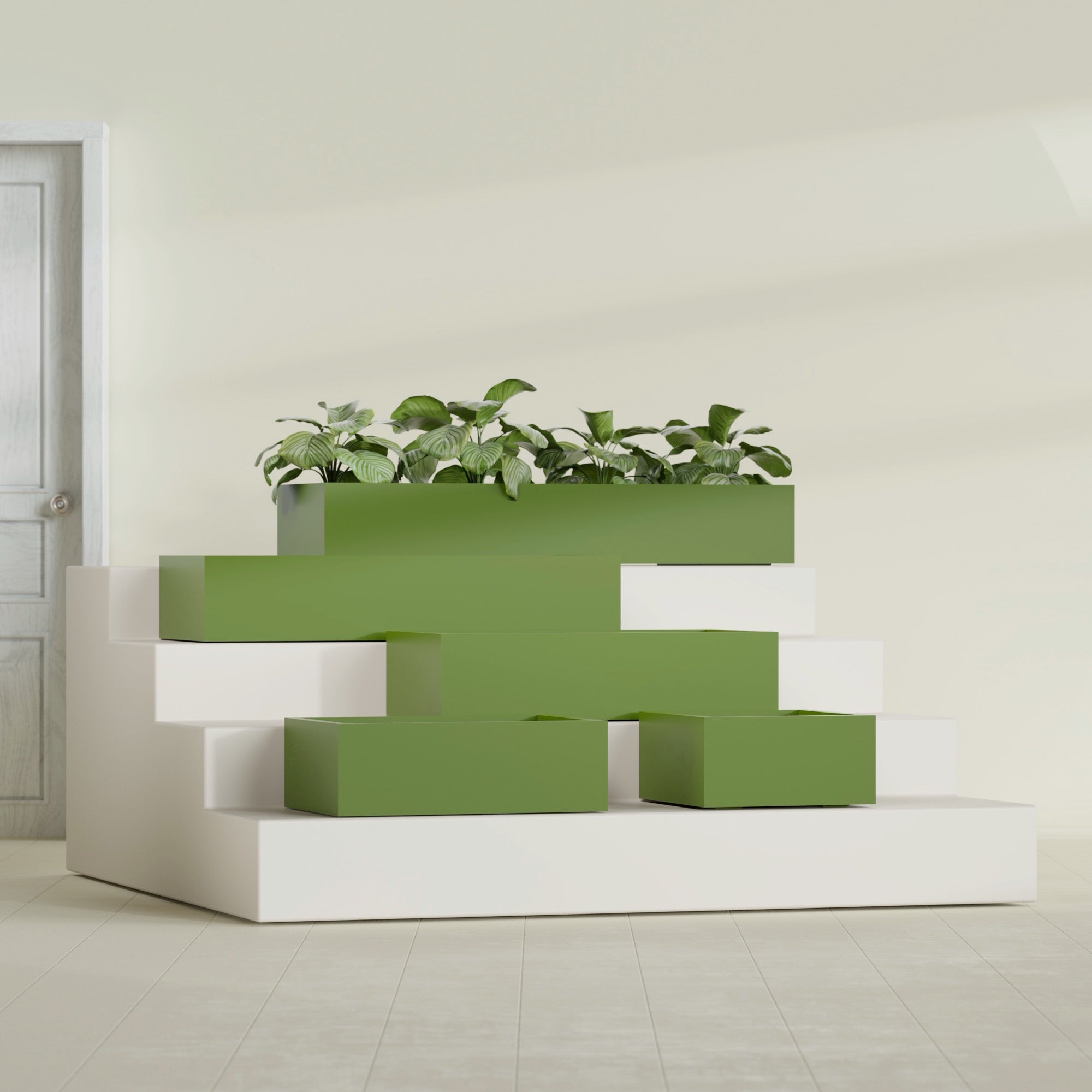 Antwerp Extra Large Long Rectangle Fiberglass Planter - 48 in x 24 in x 12 in - Satin Green - Satin Green,48 in x 24 in x 12 in