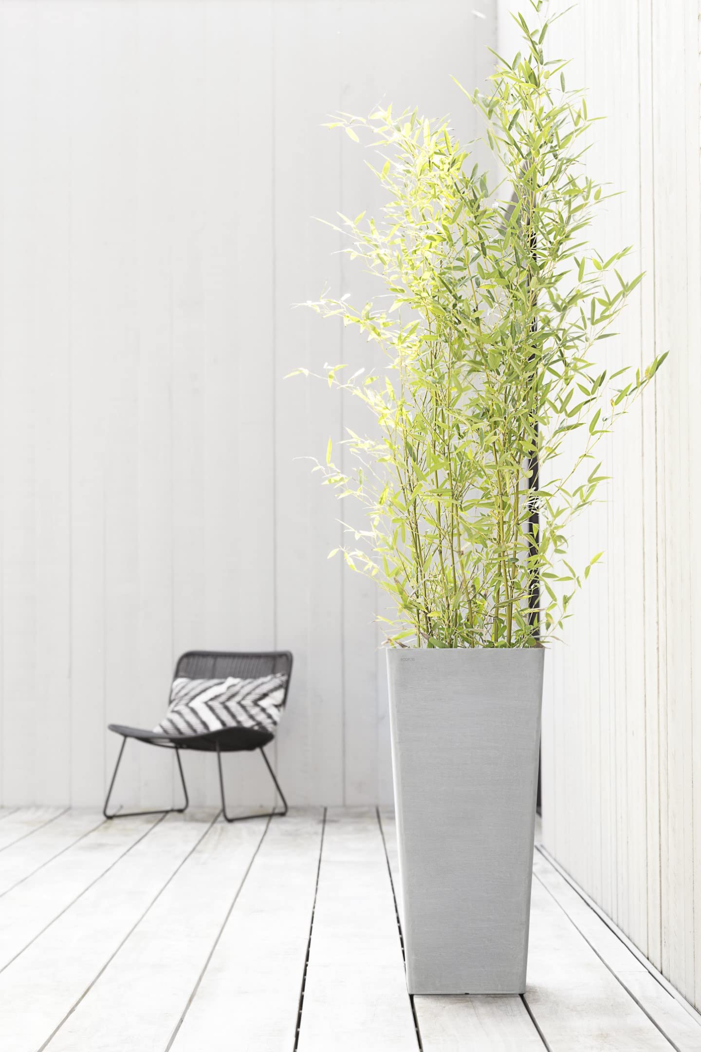 Rotterdam Medium Tall Square Planter - 12.25 in x 12.25 in x 22 in - White Grey - White Grey,12.25 in x 12.25 in x 22 in,Planter Only