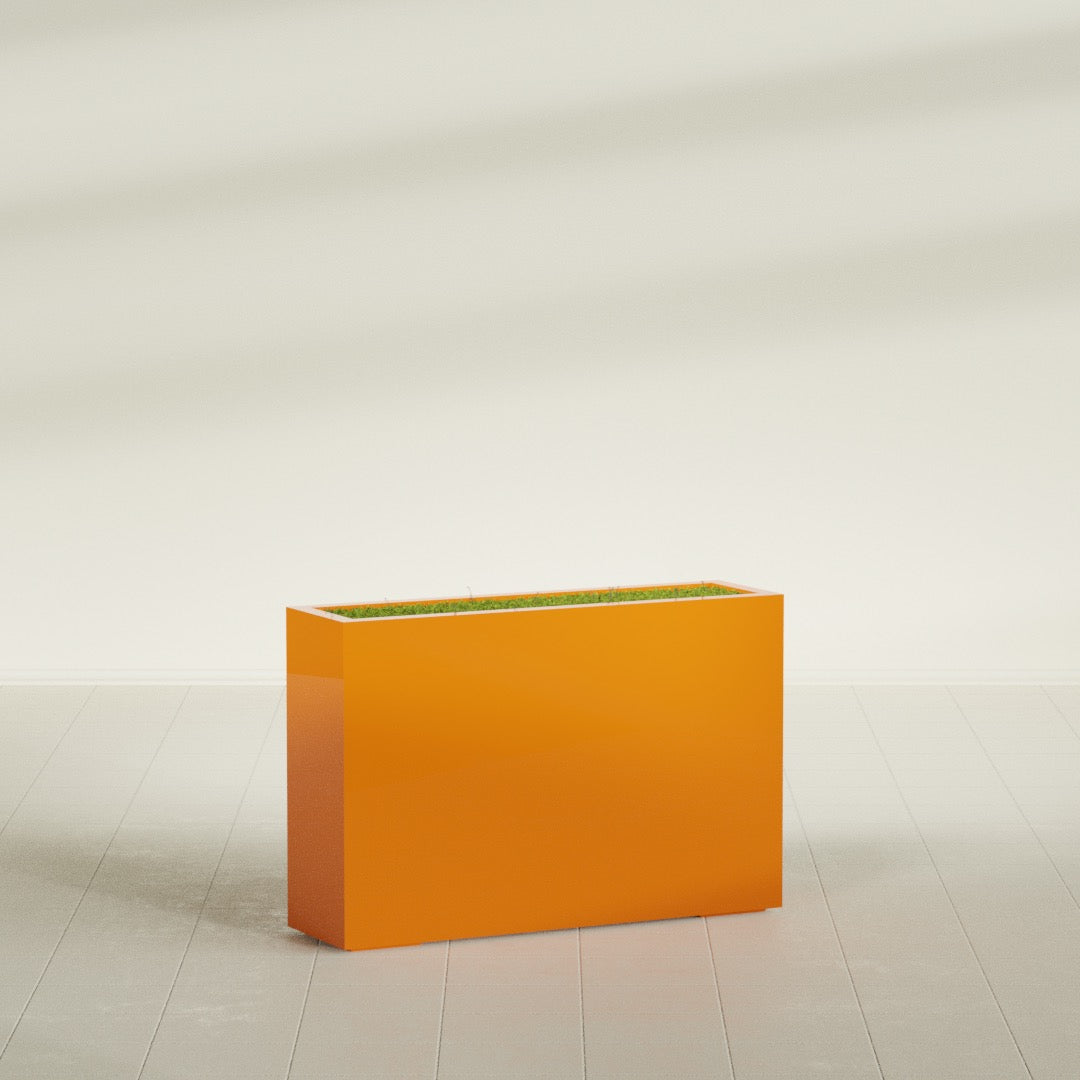 Milano Large Narrow Rectangle Fiberglass Planter - 36 in x 10 in x 24 in - Gloss Tangerine - Gloss Tangerine,36 in x 10 in x 24 in