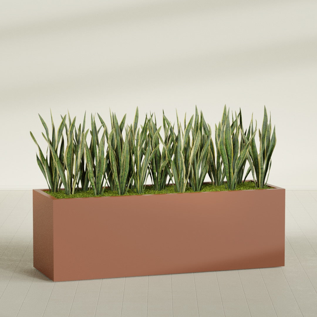 Granada Extra Large Long Rectangle Fiberglass Planter - 72 in x 24 in x 24 in - Matte Terracotta - Matte Terracotta,72 in x 24 in x 24 in