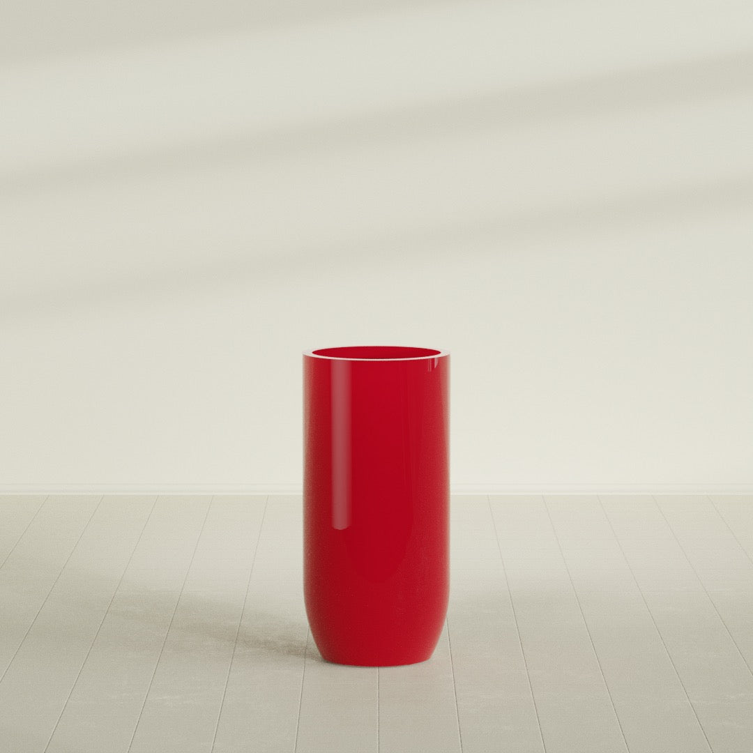 Saint Tropez Extra Large Tall Round Fiberglass Planter - 24 in x 24 in x 50 in - Gloss Red - Gloss Red,24 in x 24 in x 50 in