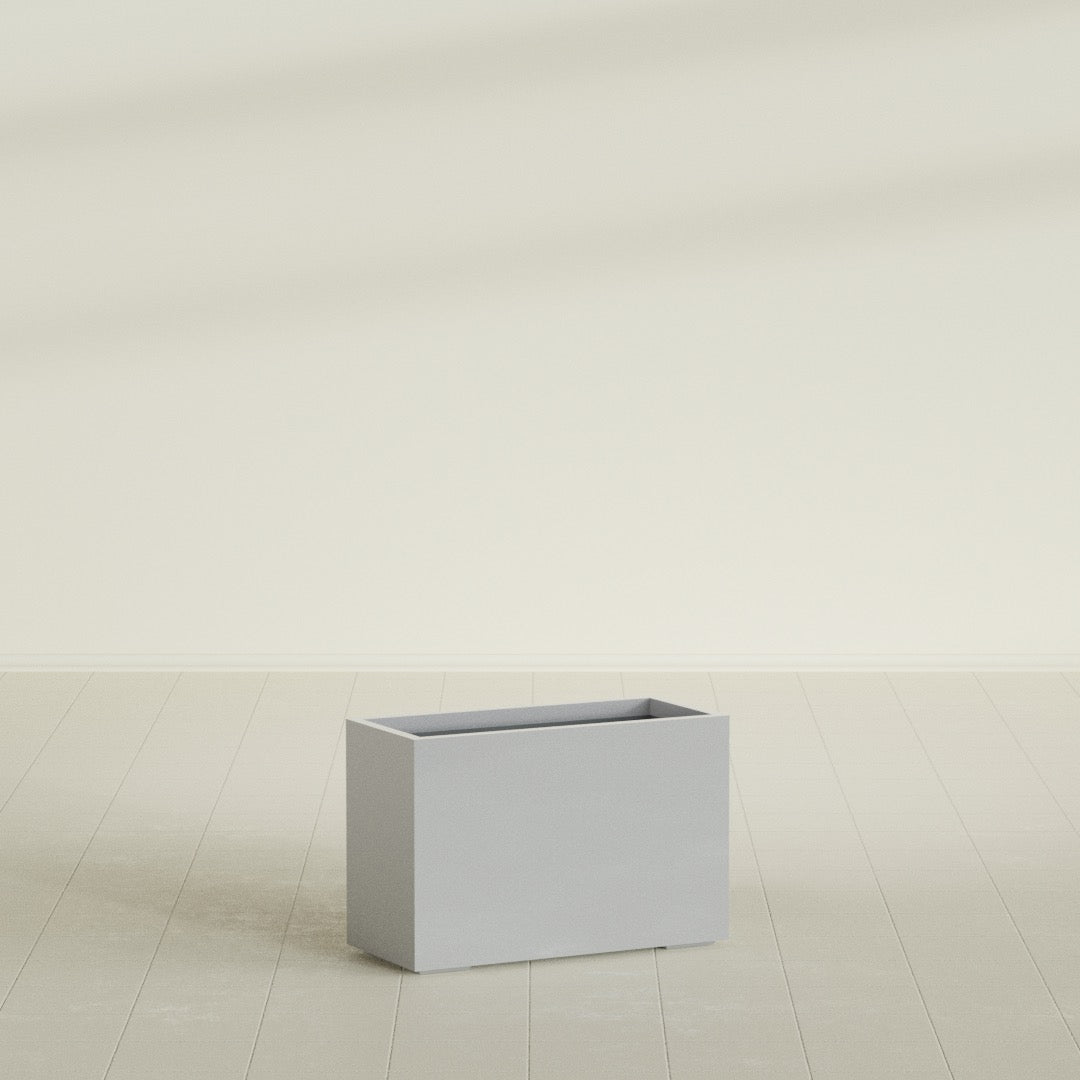 Tolga Large Rectangle Fiberglass Planter - 36 in x 16 in x 24 in - Metallic Silver - Metallic Silver,36 in x 16 in x 24 in