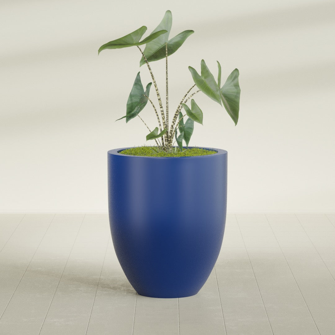 Valencia Large Round Fiberglass Planter - 27 in x 27 in x 31 in - Matte Cobalt Blue - Matte Cobalt Blue,27 in x 27 in x 31 in