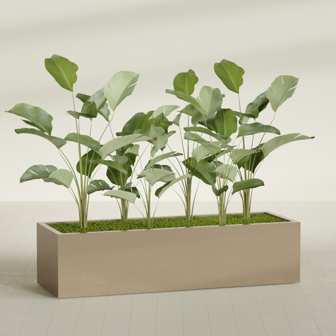 Torino Extra Large Wide Rectangle Fiberglass Planter - 72 in x 24 in x 18 in - Metallic Gold - Metallic Gold,72 in x 24 in x 18 in