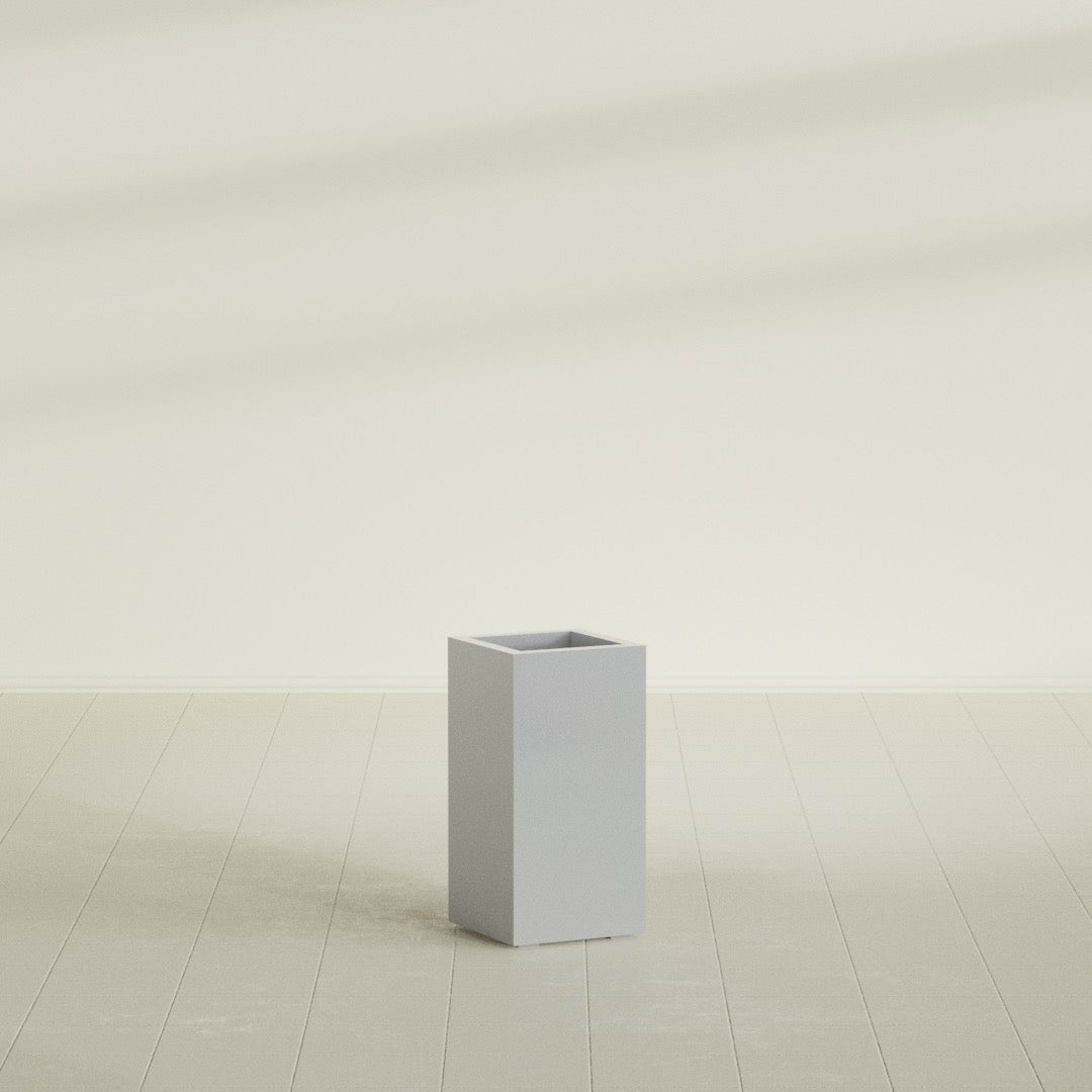 Hollywood Medium Rectangle Fiberglass Planter - 12 in x 12 in x 24 in - Metallic Silver - Metallic Silver,12 in x 12 in x 24 in