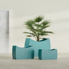 Seoul Extra Large Curved Abstract Fiberglass Planter - 48 in x 20 in x 36 in - Satin Sea Foam - Satin Sea Foam,48 in x 20 in x 36 in