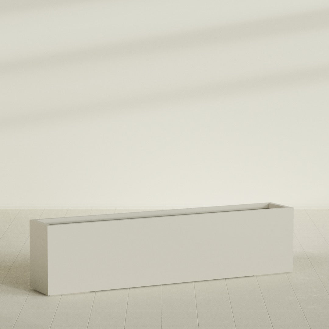 Miami Extra Large Narrow Rectangle Fiberglass Planter - 72 in x 12 in x 18 in - Satin Beige - Satin Beige,72 in x 12 in x 18 in