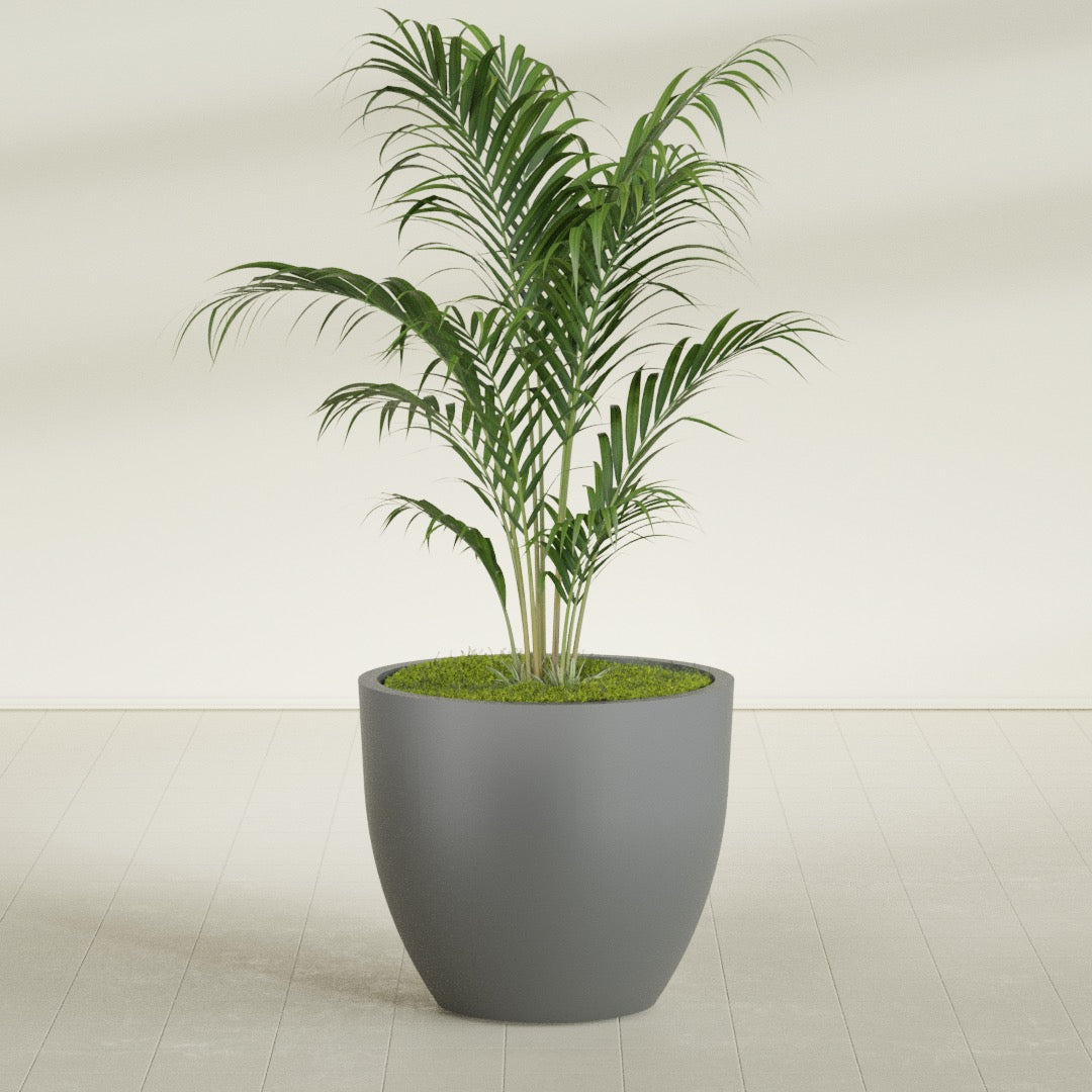 Wannsee Large Round Fiberglass Planter - 39 in x 39 in x 34 in - Metallic Gunmetal - Metallic Gunmetal,39 in x 39 in x 34 in