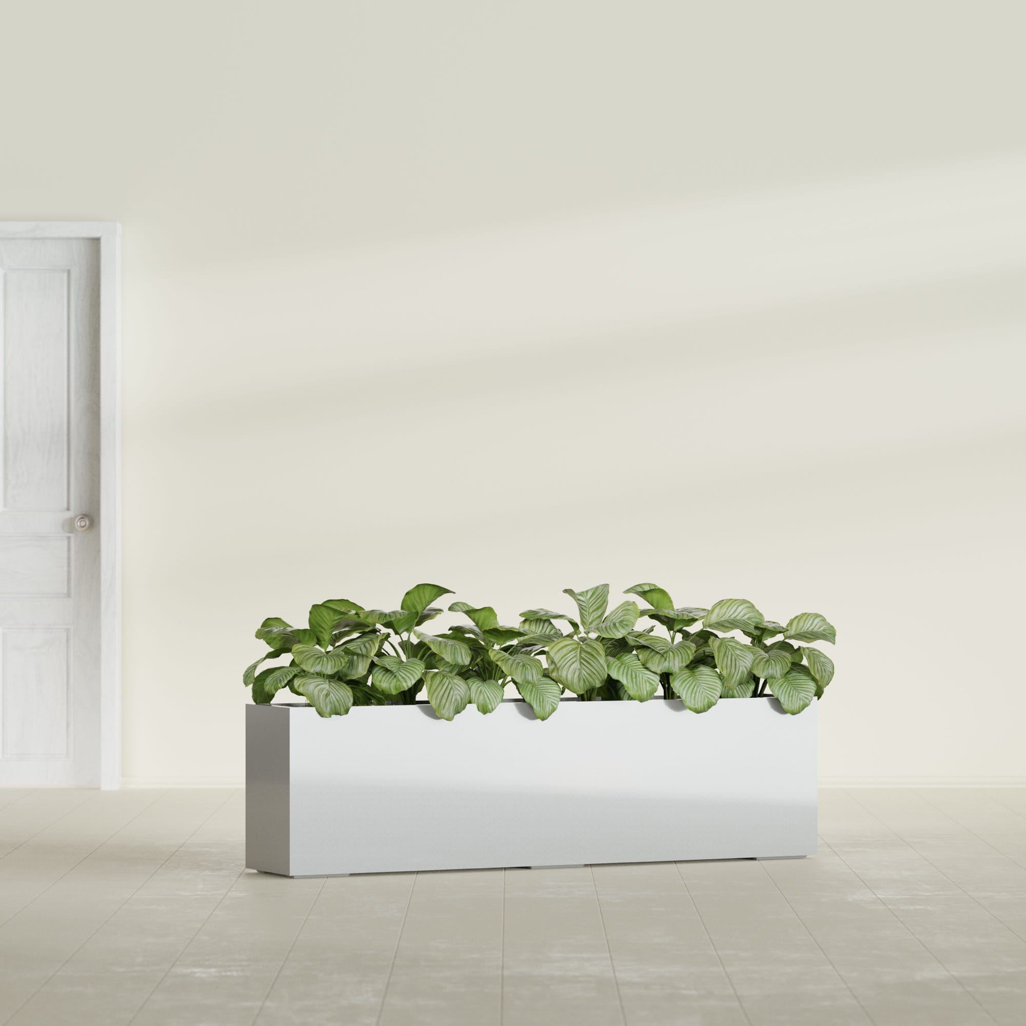 Hudson Extra Large Long Rectangle Fiberglass Planter - 100 in x 18 in x 28 in - Metallic Silver - Metallic Silver,100 in x 18 in x 28 in