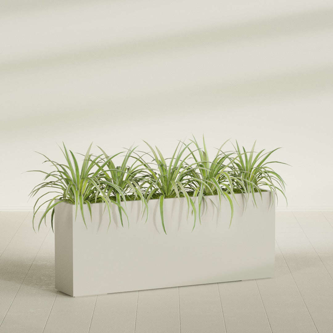 Hollywood Extra Large Narrow Rectangle Fiberglass Planter - 60 in x 12 in x 24 in - Satin Beige - Satin Beige,60 in x 12 in x 24 in