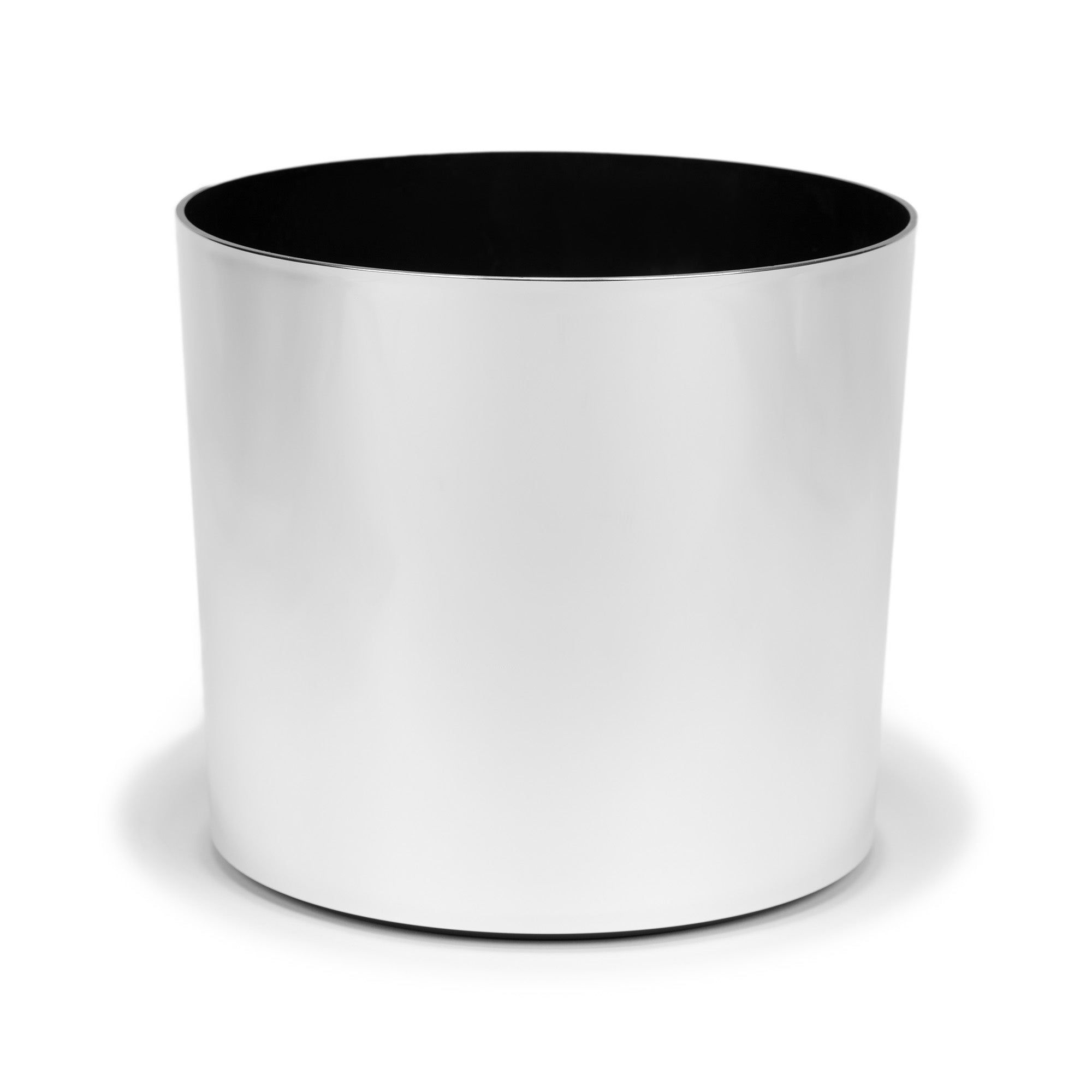 Small Round Metallic Plastic Planter - 7 in x 7 in x 6 in - Mirror Chrome - Mirror Chrome,7 in x 7 in x 6 in
