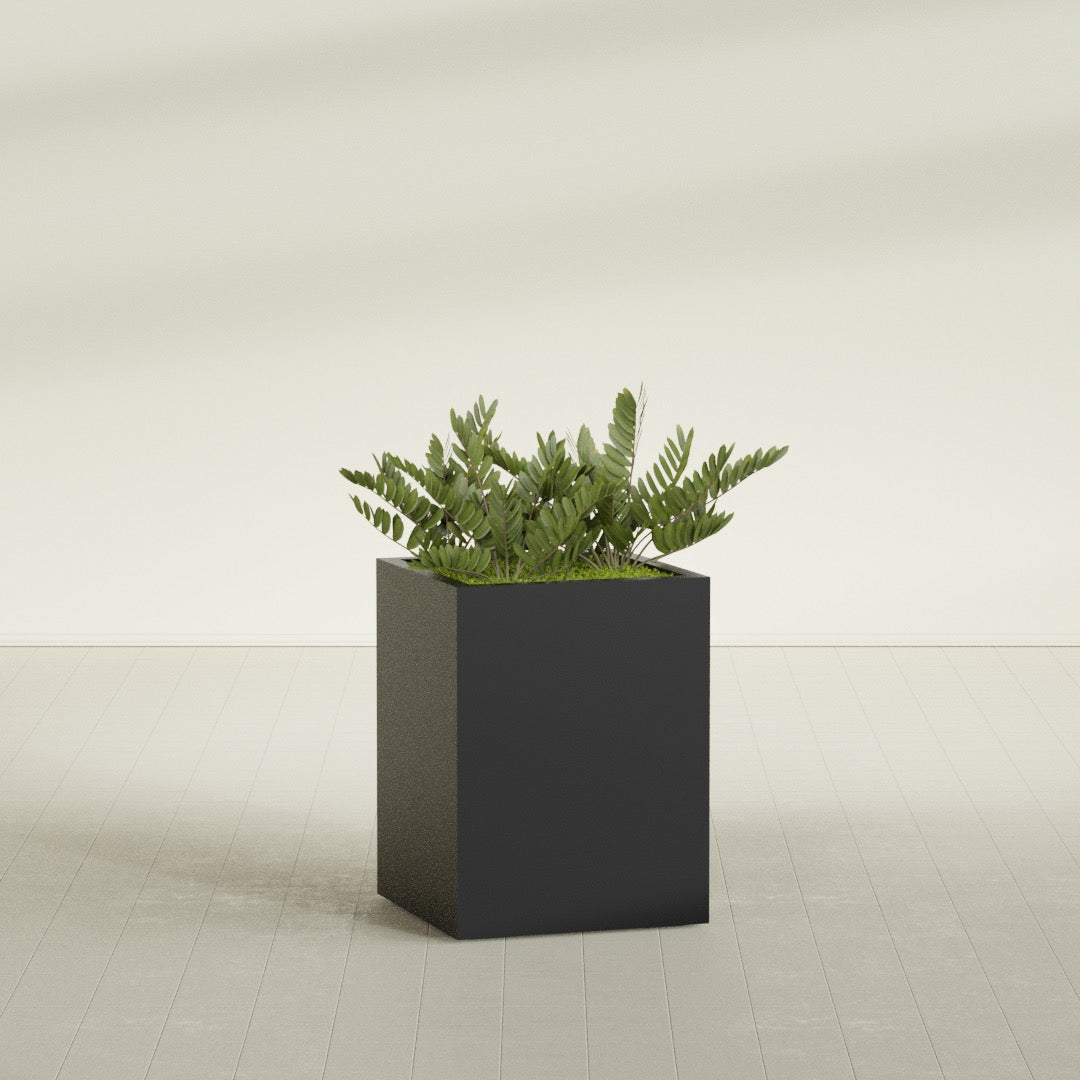 Brisbane Large Rectangle Fiberglass Planter - 24 in x 24 in x 32 in - Matte Black - Matte Black,24 in x 24 in x 32 in