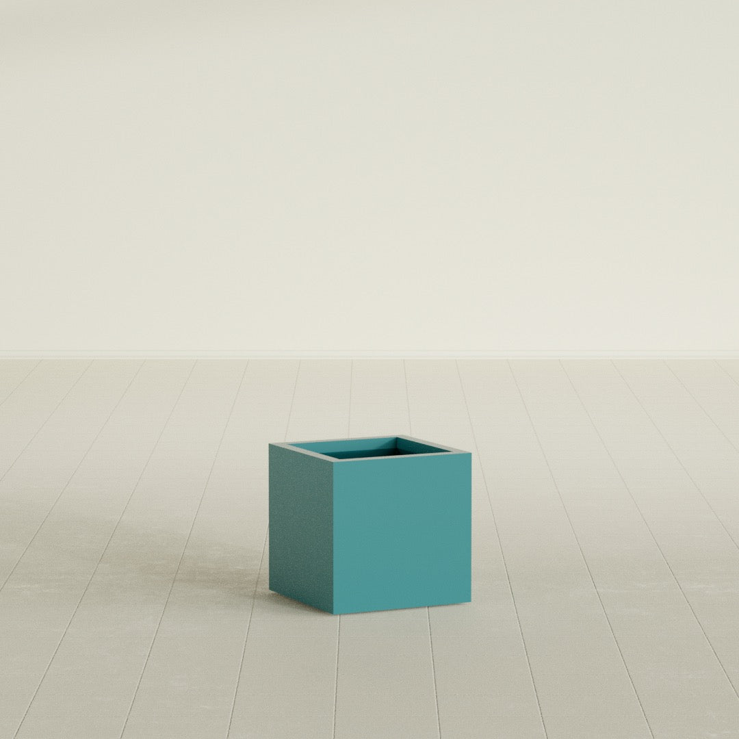 Montroy Small Cube Square Fiberglass Planter - 16 in x 16 in x 16 in - Satin Sea Foam - Satin Sea Foam,16 in x 16 in x 16 in