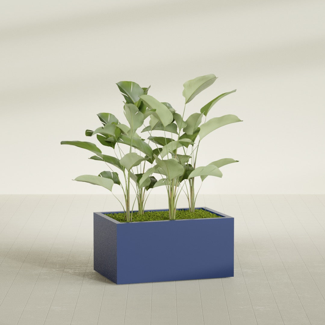 Torino Large Wide Rectangle Fiberglass Planter - 36 in x 24 in x 18 in - Matte Cobalt Blue - Matte Cobalt Blue,36 in x 24 in x 18 in