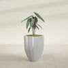Alicante Medium Round Fiberglass Planter - 22 in x 22 in x 27 in - Metallic Silver - Metallic Silver,22 in x 22 in x 27 in