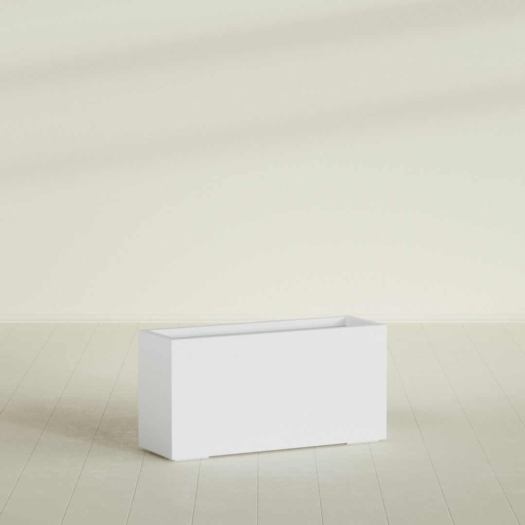 Miami Large Narrow Rectangle Fiberglass Planter - 36 in x 12 in x 18 in - Gloss White - Gloss White,36 in x 12 in x 18 in