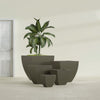 Lima Small Tapered Square Fiberglass Planter - 16 in x 16 in x 16 in - Matte Bronze - Matte Bronze,16 in x 16 in x 16 in