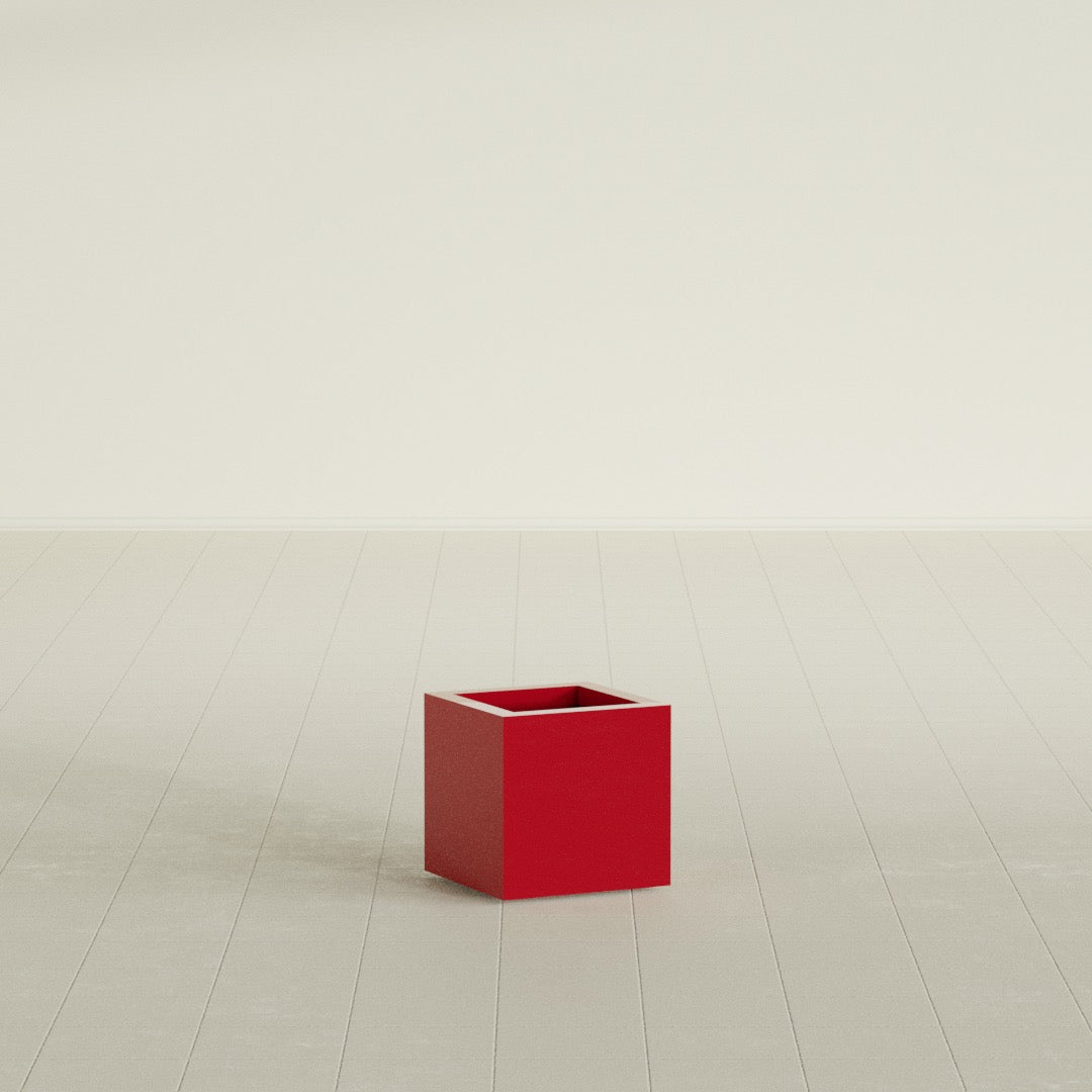 Montroy Small Cube Square Fiberglass Planter - 12 in x 12 in x 12 in - Gloss Red - Gloss Red,12 in x 12 in x 12 in