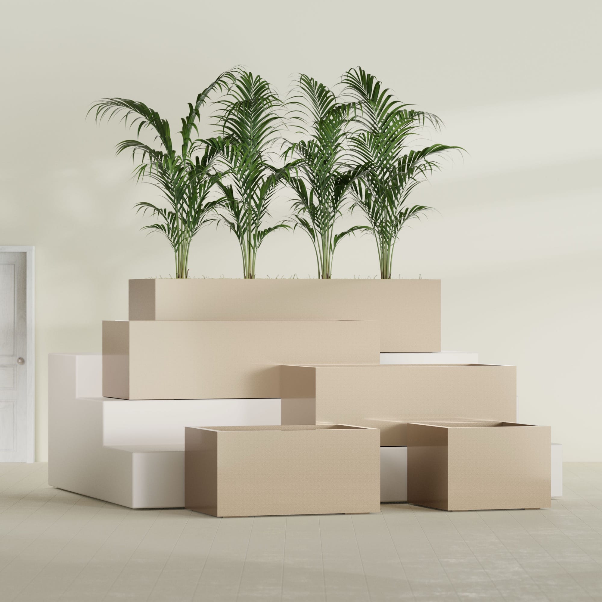 Torino Extra Large Wide Rectangle Fiberglass Planter - 72 in x 24 in x 18 in - Metallic Gold - Metallic Gold,72 in x 24 in x 18 in