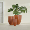 Alicante Small Round Fiberglass Planter - 15 in x 15 in x 21 in - Matte Terracotta - Matte Terracotta,15 in x 15 in x 21 in