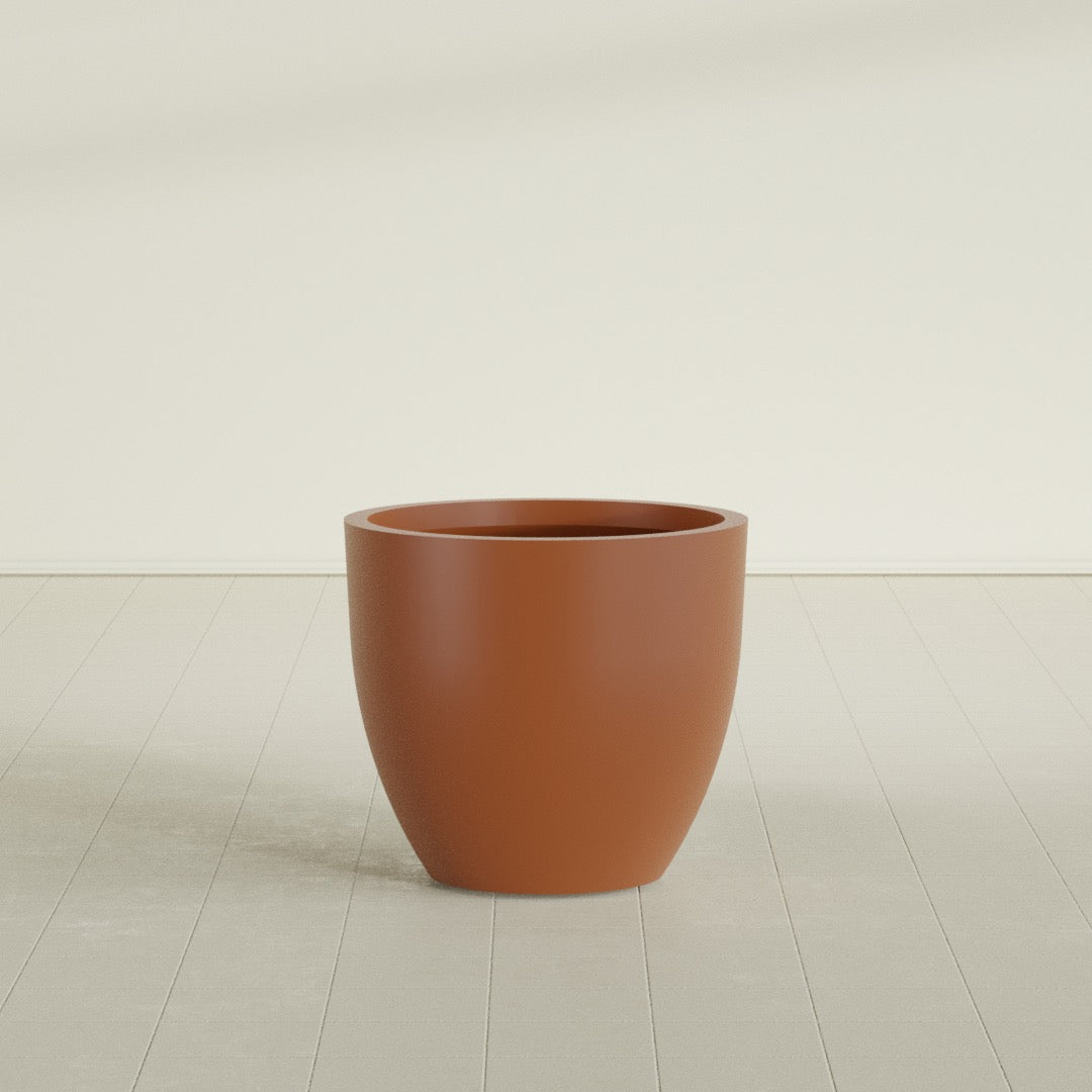 Wannsee Large Round Fiberglass Planter - 33 in x 33 in x 29 in - Matte Terracotta - Matte Terracotta,33 in x 33 in x 29 in