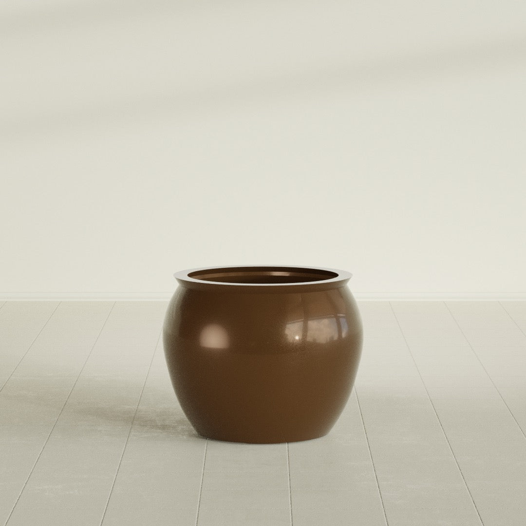 Fishbowl Medium Round Fiberglass Planter - 21.5 in x 21.5 in x 19 in - Metallic Bronze - Metallic Bronze,21.5 in x 21.5 in x 19 in