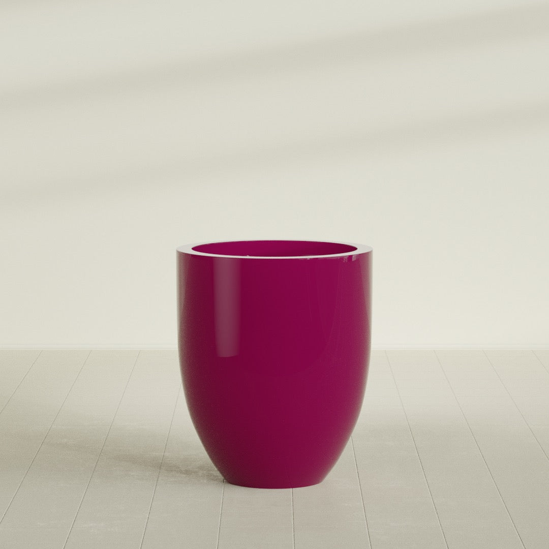 Valencia Large Round Fiberglass Planter - 27 in x 27 in x 31 in - Gloss Eggplant - Gloss Eggplant,27 in x 27 in x 31 in