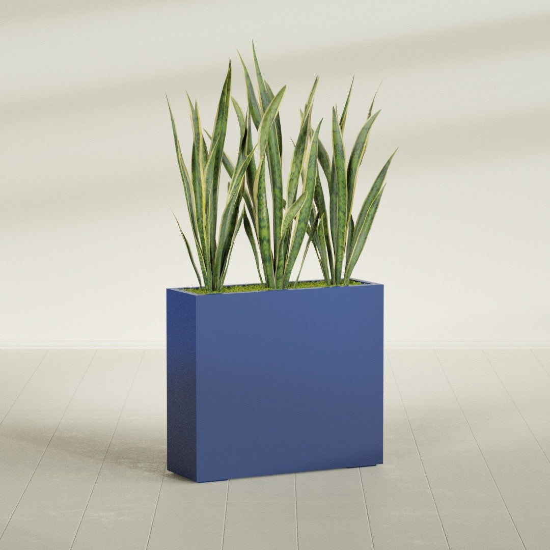 Delray Large Tall Rectangle Fiberglass Planter - 36 in x 12 in x 32 in - Matte Cobalt Blue - Matte Cobalt Blue,36 in x 12 in x 32 in